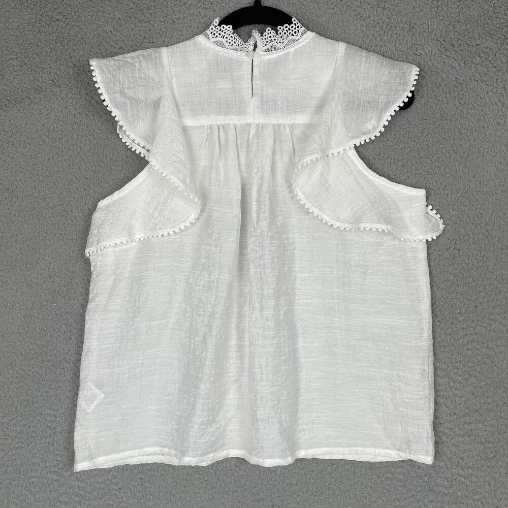 Sabina Musayev Blouse Womens Small Lace Ruffle Sheer Sleeveless Top - Picture 3 of 9